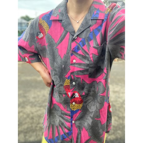[USED] オウム柄 アロハシャツ