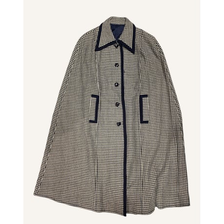 [USED] 千鳥格子ケープコート