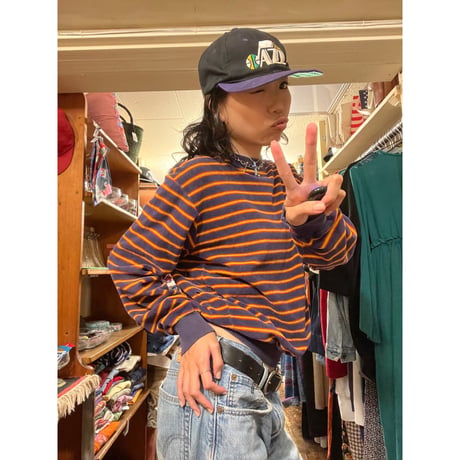 [USED] GOOD BORO ♡ パイル地ボーダーTOPS