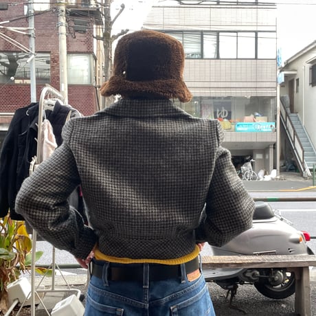 [USED] 千鳥格子WOOLショート丈ジャケット