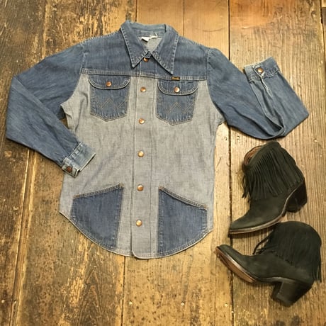 [USED] OLD Wrangler パッチワークデニムシャツ