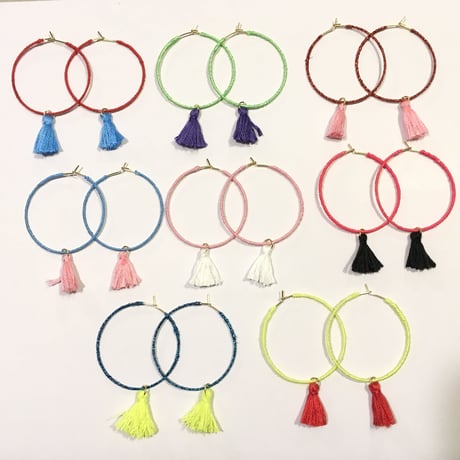 [BENICOTOY] タッセル付きフープピアス