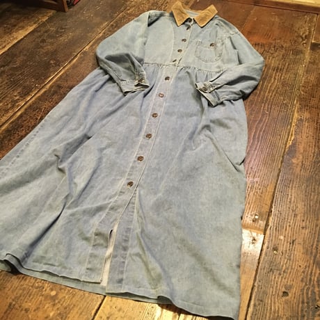 [USED] デニム前開きロングワンピース