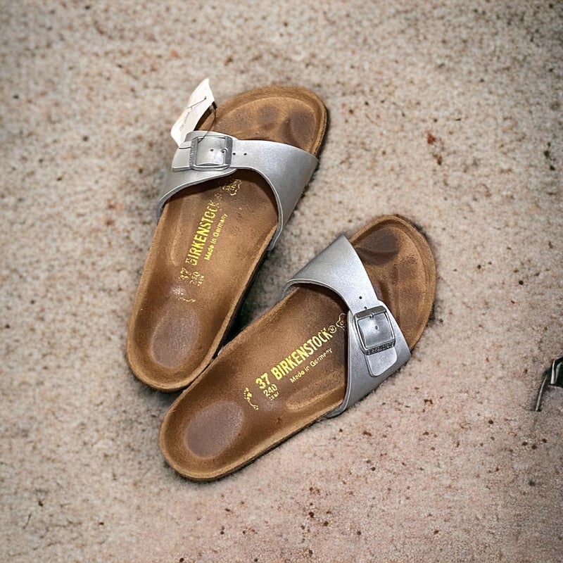 ★【未使用】ビルケンシュトック フロリダ シルバー サンダル 37 BIRKENSTOCK ビルケンシュトック サンダル コンフォートサンダル