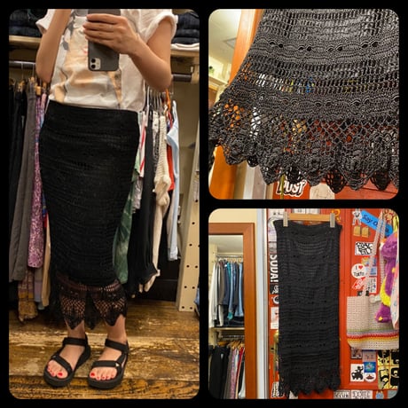 [USED] BLACK 鍵編みスカート