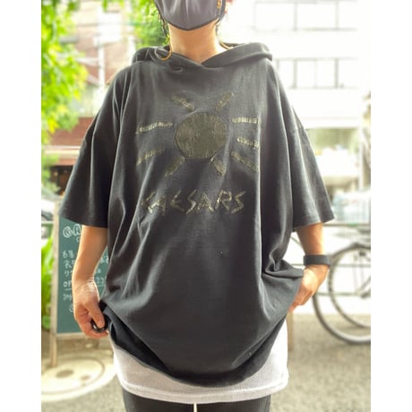 [USED] BLACKプリントフードtee