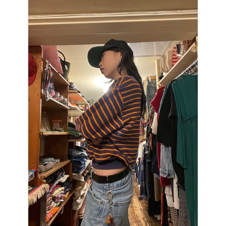 [USED] GOOD BORO ♡ パイル地ボーダーTOPS