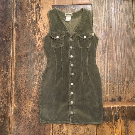 [USED] Smoky green 太コーデュロイ miniワンピース