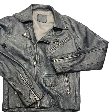 [USED] BLUE/SILVER real LEATHER ライダースJKT