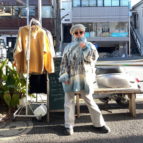 [USED] オオカミ総柄  フリースジャケット