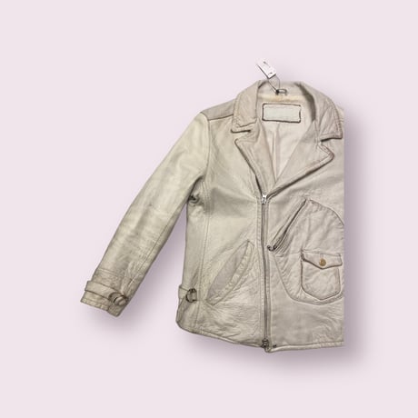 USED］white real leather ライダースJKT