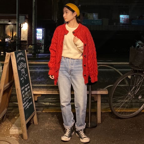[USED] 真っ赤なケーブルニットCARDIGAN♡