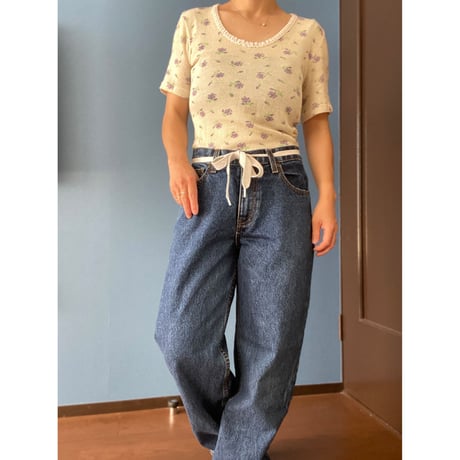 [USED] VINTAGE 花柄ワッフルTee🌷