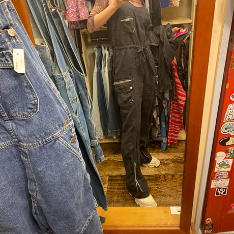 [USED] BLACK linen overall⭐︎