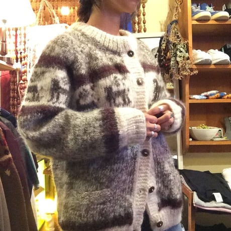 [USED] Wool アルパカ柄 カーディガン