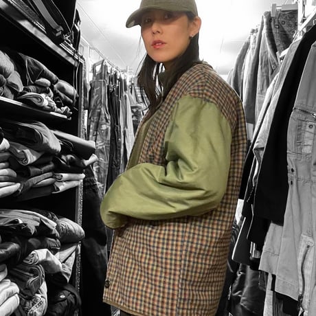 [USED] PRIMALOFT® オリーブ x チェック の ライナー JKT