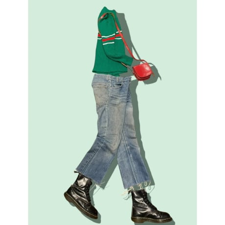 [USED] セブンイレブンカラー❤️💚🤍 リブニット