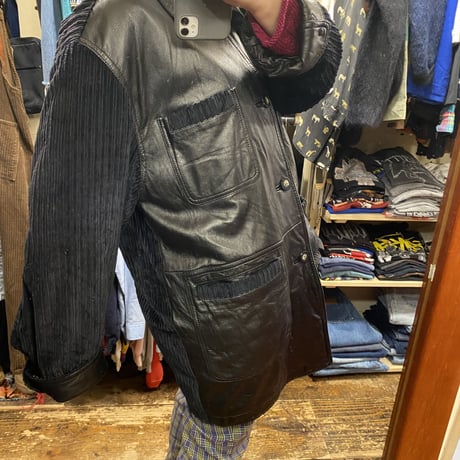 [USED] LEATHER×CORDUROY♡ LONG JKT