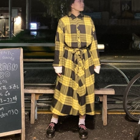 [USED] YELLOW!ギンガムチェックワンピース