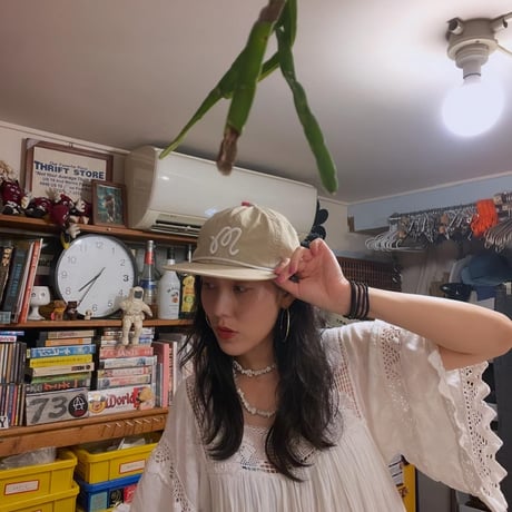 [USED] Malbon ぷっくり刺繍 BEIGE NYLON CAP🦙🤎