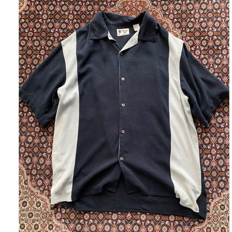 [USED] Two-tone SILK 開襟シャツ  🖤
