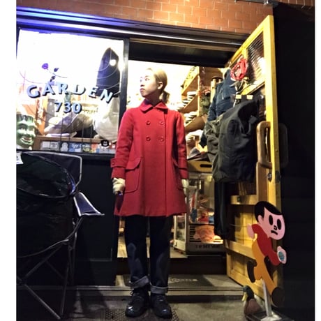 [USED] 真っ赤な Aライン ショート丈コート