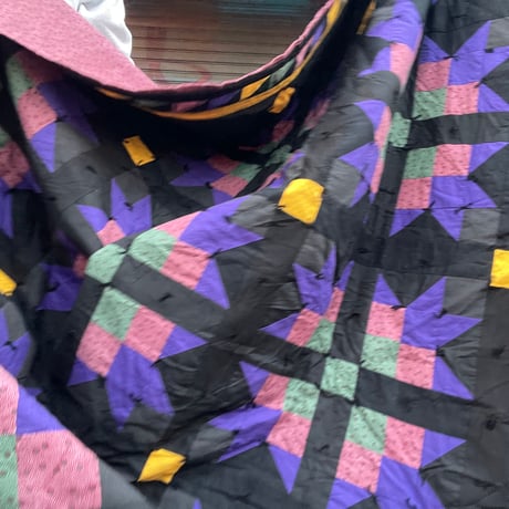 [USED] キルティング ラグ BLK/PPL 190×190cm
