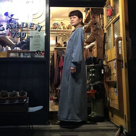 [USED] デニム前開きロングワンピース