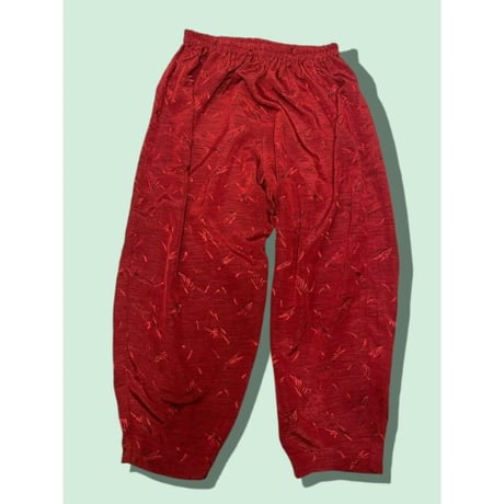[USED]バーガンディ総柄POLY PANTS