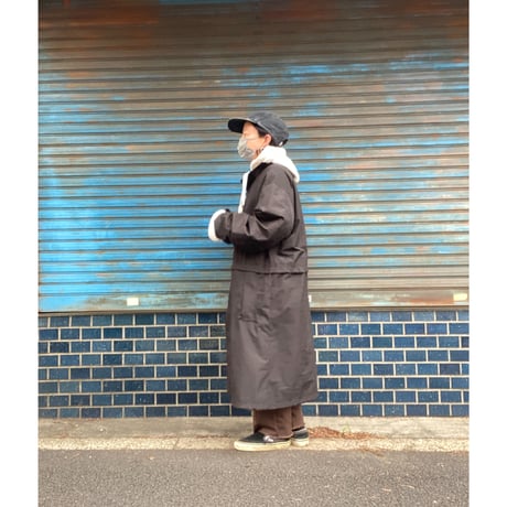 [USED] BLACK NYLON  LONG COAT