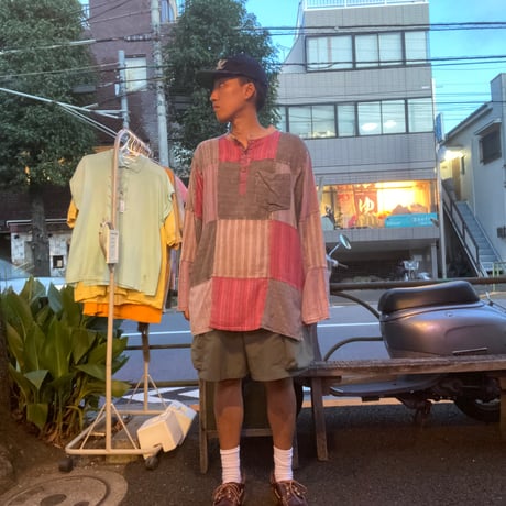 [USED] インド綿 パッチワーク P/O SHIRTS