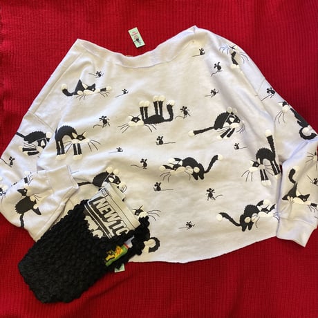 [USED] クロネコ発泡プリントSWEAT🐈‍⬛