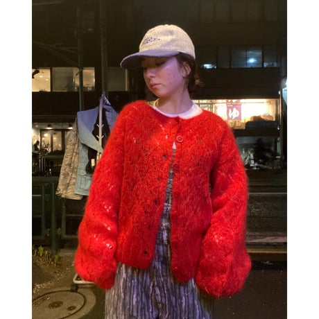 [USED] RED❤️モヘアニットカーディガン