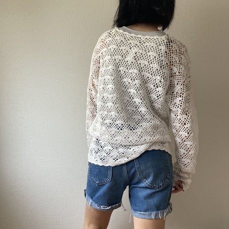 [USED] かぎ編み ロングニット