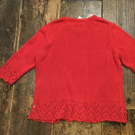 [USED] ひらひら 赤い COTTON ニット