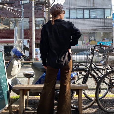 [USED] ベロア調 BLACK ウエスタンシャツ