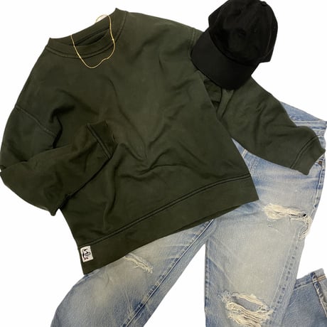 [USED] "CHUMS" OLIVE-GREEN SWEAT！