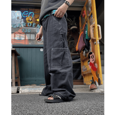 [USED] BLACK COTTON PAINTER Pants