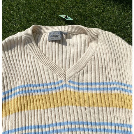 [USED] Ｖネックリブニット  💛💙