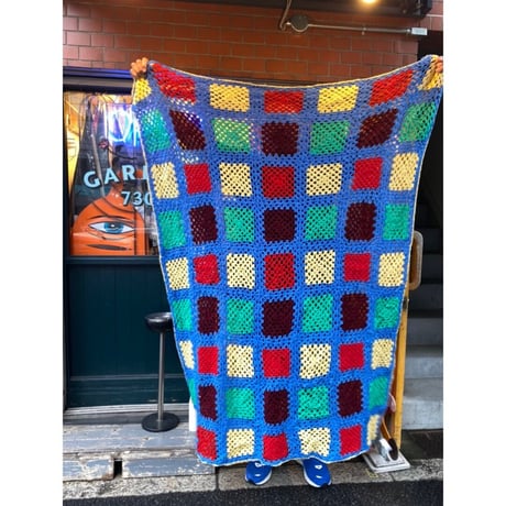 [USED] 鍵編みニット ブランケット 150cm × 116cm