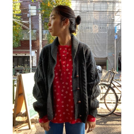 [USED]  wool rich ペイズリー柄ヘンリーネック トップス