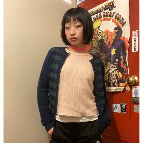 [USED]100%カシミアボーダーカーディガン