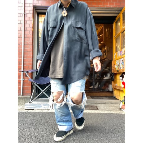 [USED] BLACK SILK SHIRTS