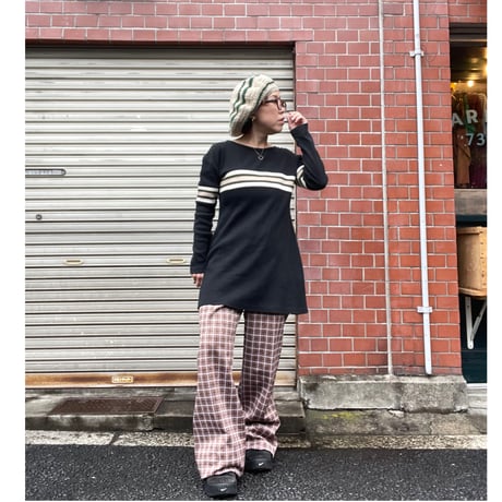 [USED] ボーダー Aライン リブロンtee