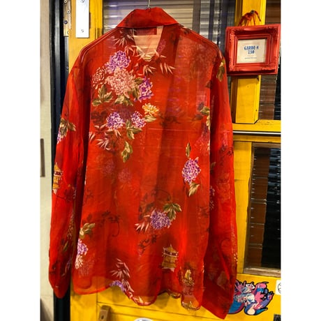 [USED] チャイナ柄シースルーシャツ