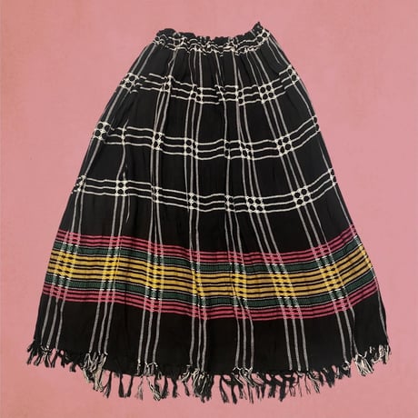 [USED] レーヨンチェック柄ロングスカート