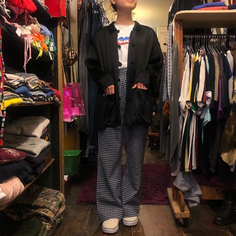 [USED] BLACK  サテンチャイナシャツ風JKT