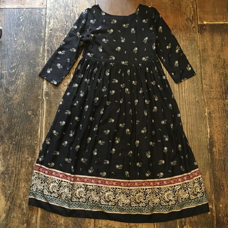 [USED]  花柄レーヨンワンピース