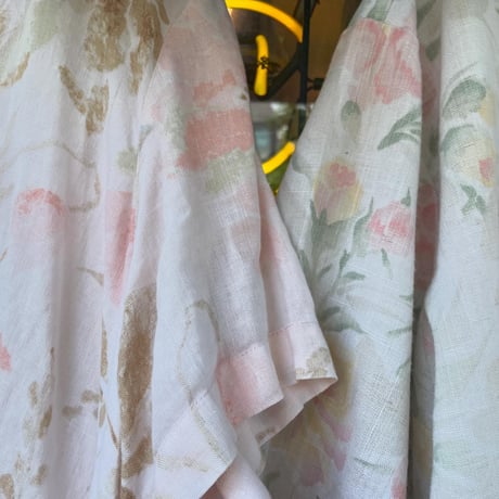 [USED] 淡いお花の LINEN シャツ