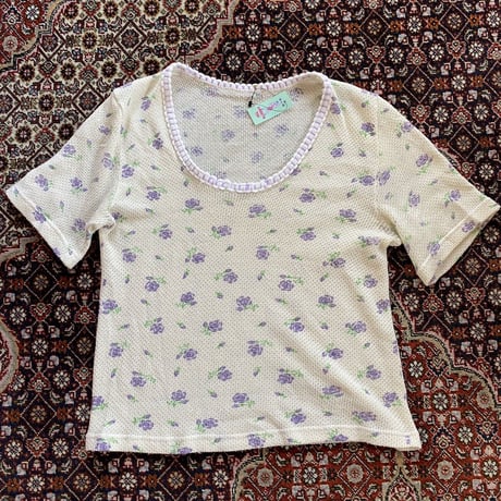 [USED] VINTAGE 花柄ワッフルTee🌷